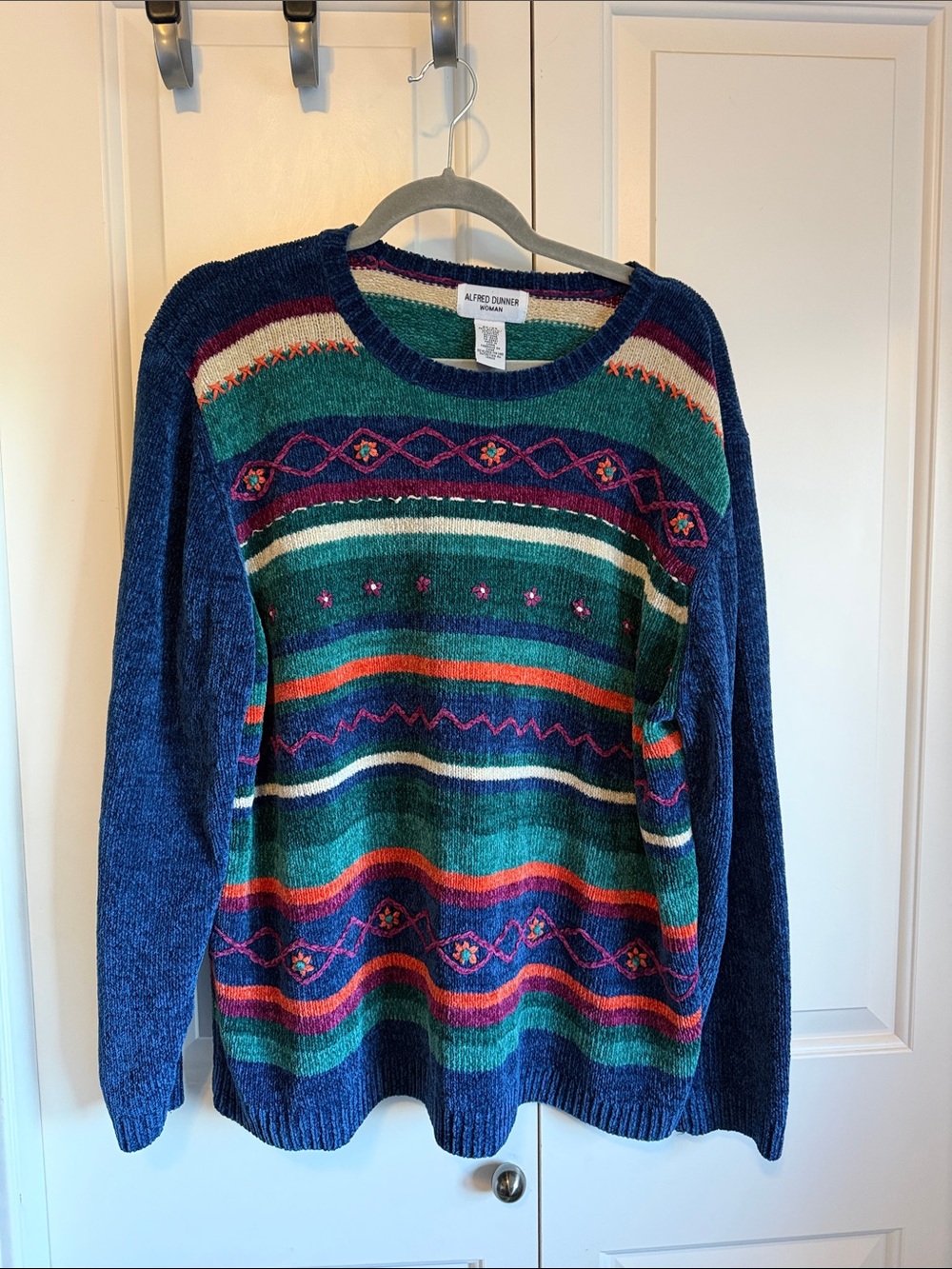 Alfred Dunner Navy Striped Crewneck
